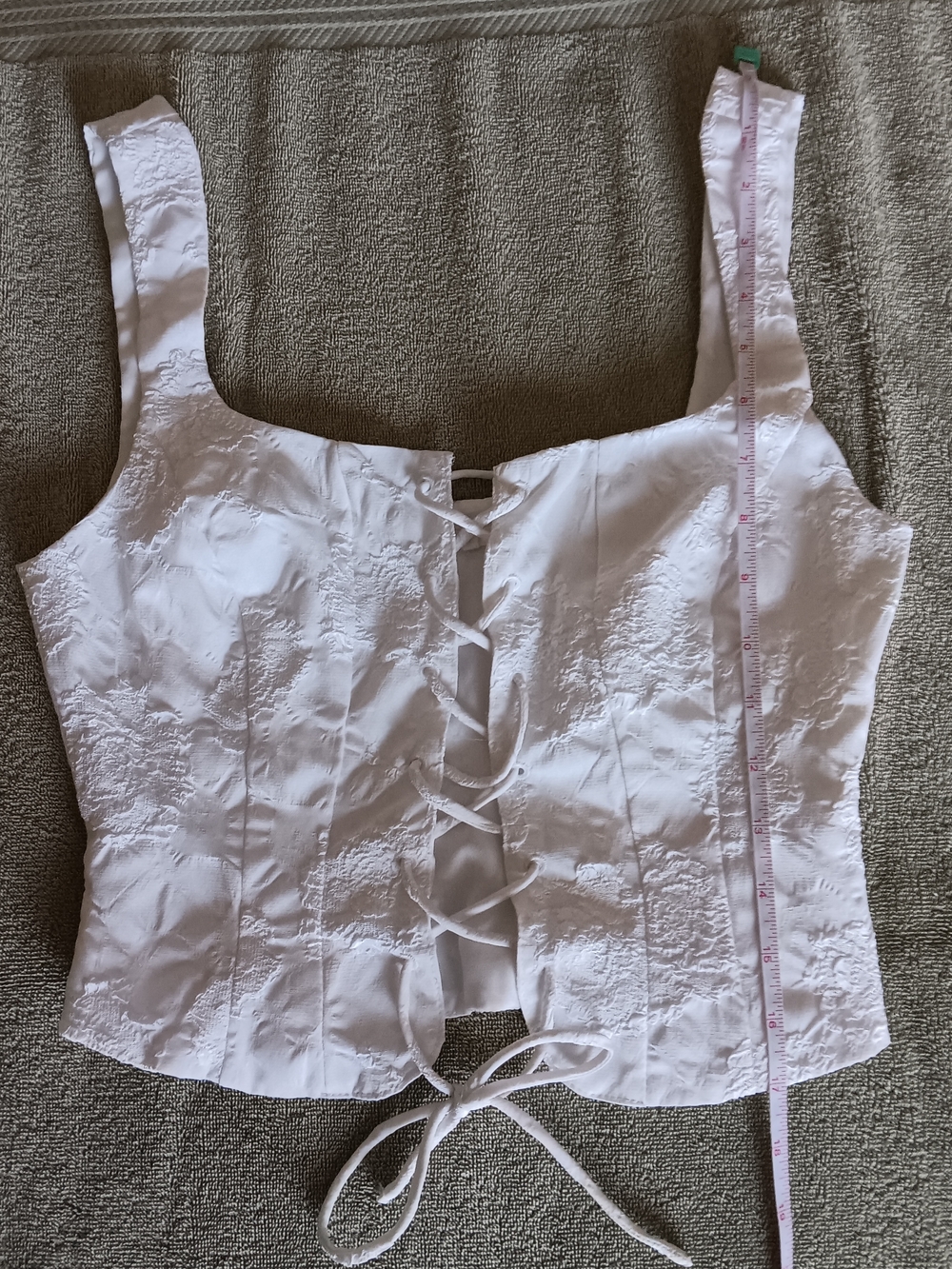 White Lace-Up Corset Crop Top - Picture 4 of 7